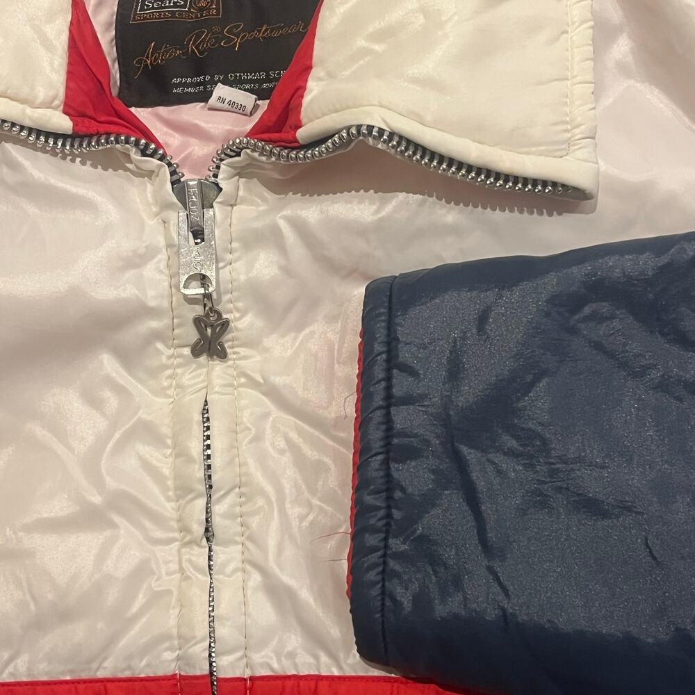 Vintage Sears‎ Sport Center Men Large Color Block Two Way Zipper Belted Jacket